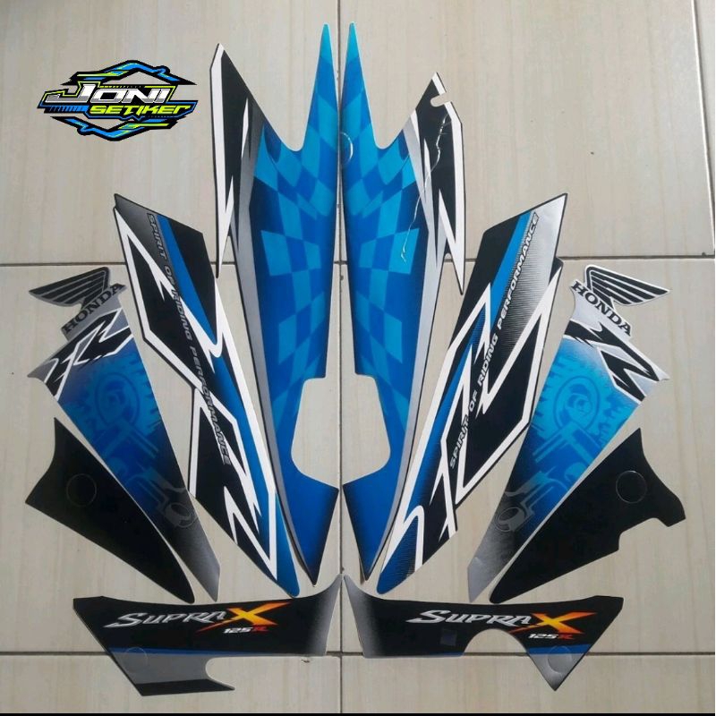 sticker striping motor Supra X 125R 2008 Hitam Biru