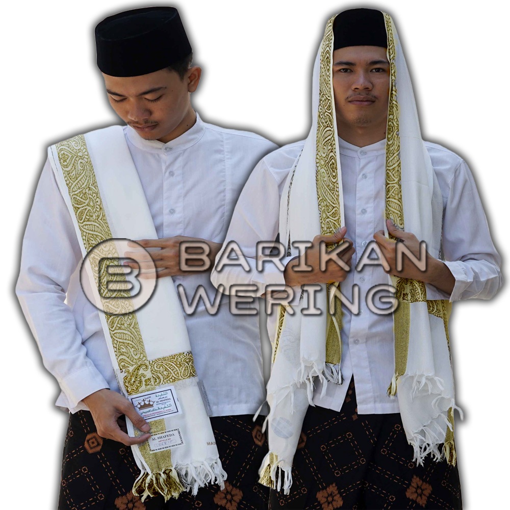 Sorban Kashmiri Putih Motif Gold Original India