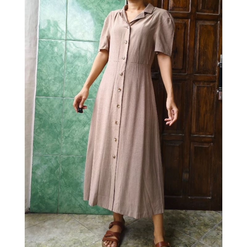 Preloved P❤️ Mantan Bukan Baru BN31 Black Label dress wanita coklat cokelat katun size kecil S M len
