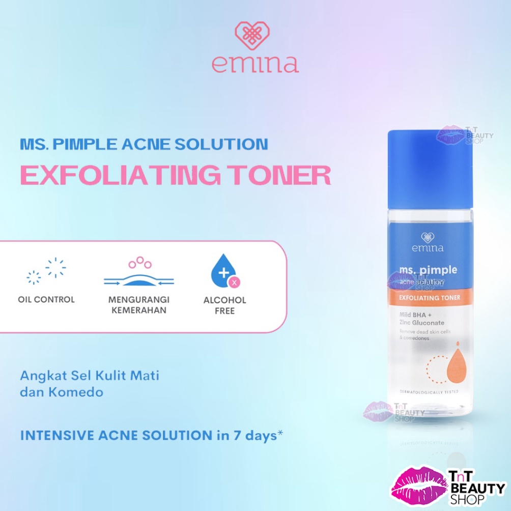 Produk Terkini NEW Emina Ms Pimple Acne Solution Exfoliating Toner 1 ml APL