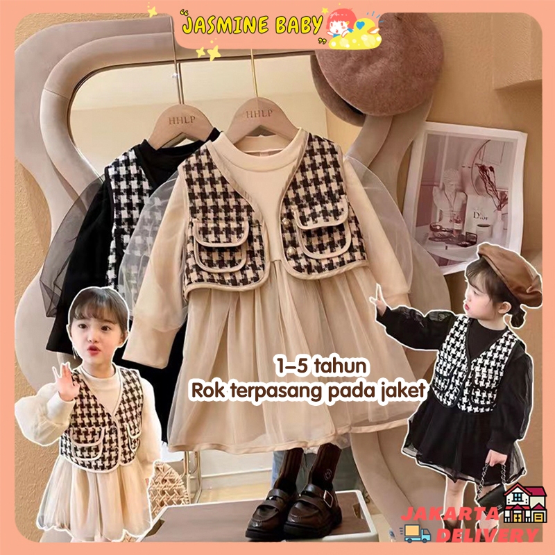 COD dress rompi import Gaun pesta renda + rompi dress anak perempuan import baju anak perempuan dres