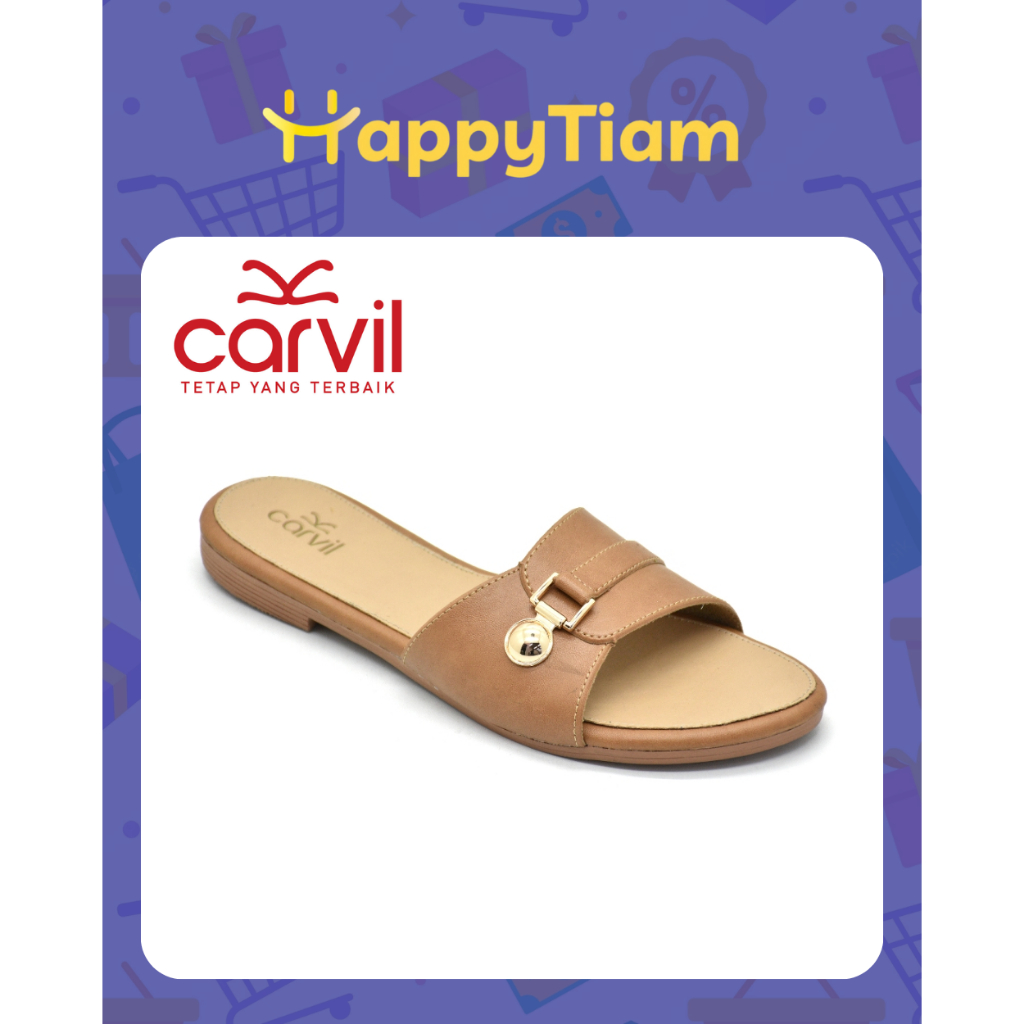 SANDAL WANITA CARVIL STEVIA 02 CREAM STONE 36 - 40 ORIGINAL ~ SENDAL CEWEK WEDGES HEELS COKLAT HAK T