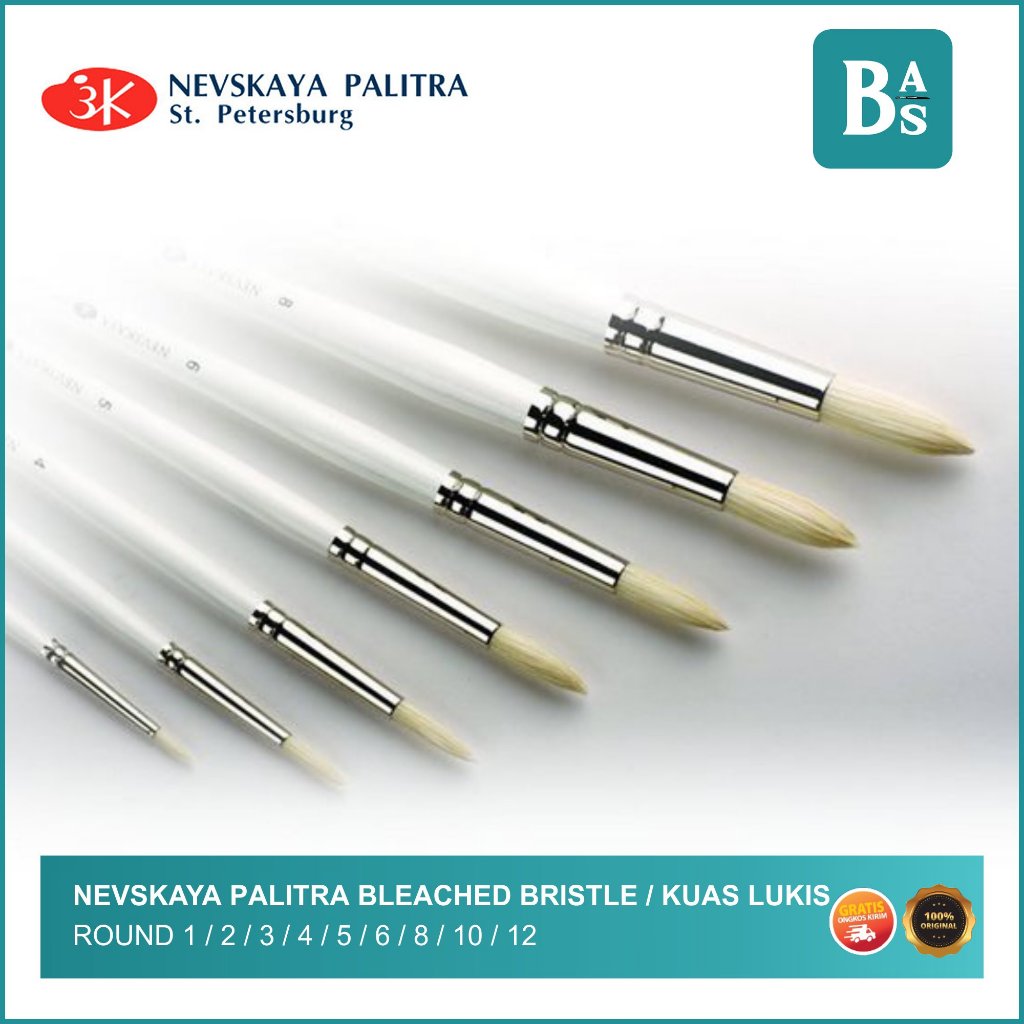 

NEVSKAYA PALITRA BLEACHED BRISTLE BRUSH ROUND LONG HANDLE / KUAS LUKIS