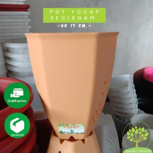Pot Yogap Segi Enam Bahan Plastik Ukuran 17
