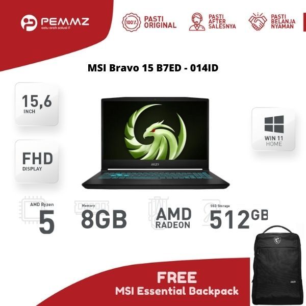 MSI Bravo 15 B7ED - 014ID | AMD Ryzen 5 - RX 6550M - 144Hz