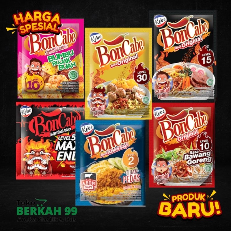 

BONCABE berbagai level Bon Cabe cabai bubuk kemasan ekonomis abon rujak original nori