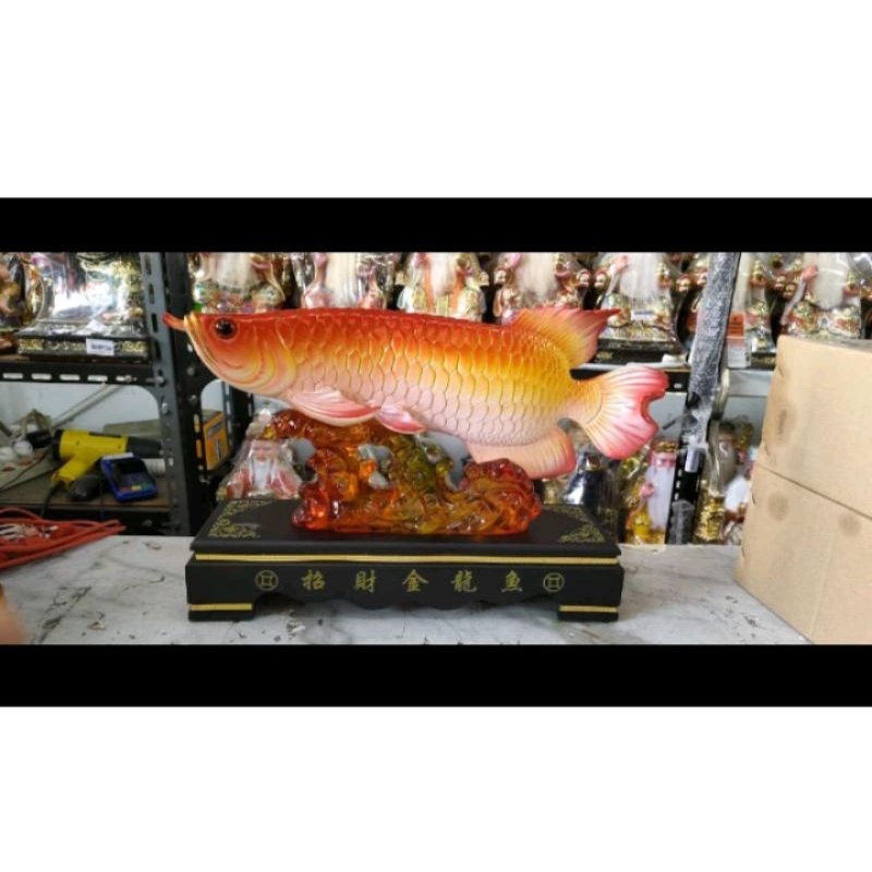 patung ikan arwana/  pajangan Feng sui ikan arwana - 48cm
