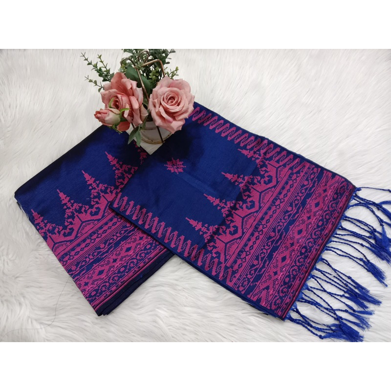 Songket silungkang warna pink biru