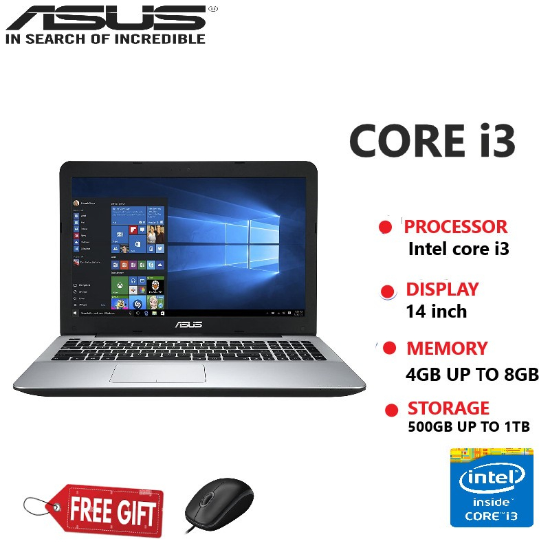[HARGA MURAH] Laptop asus core i3 Ram 4gb Hdd 1tb// FREE MOUSE & TAS