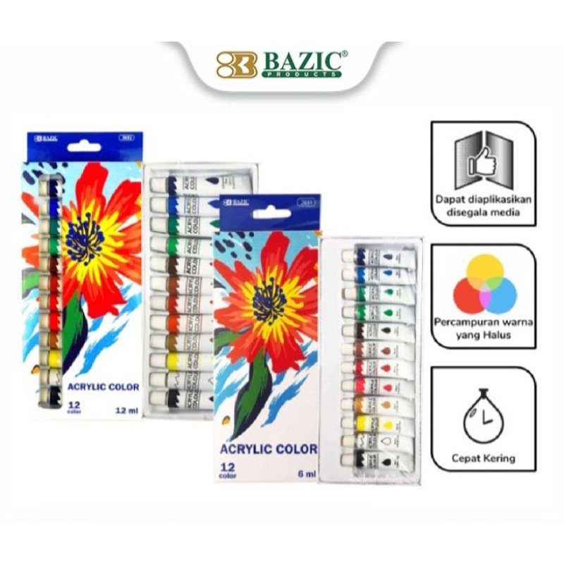 

Bazic 2632 - Cat Lukis Acrylic serbaguna 12 warna