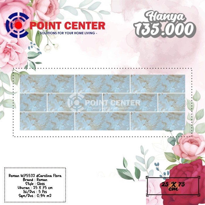 TERHEMAT ROMAN KERAMIK 25 X 75 W75532 DCAROLINA FLORA