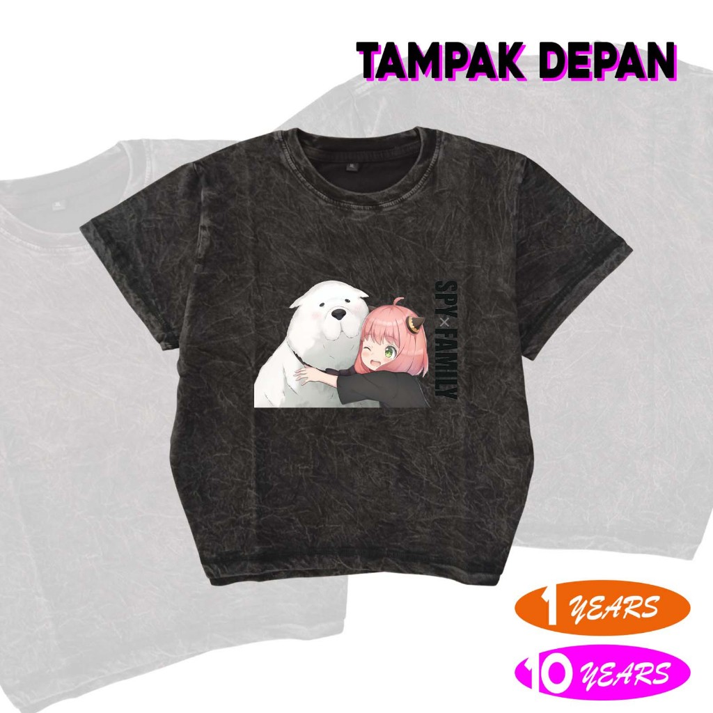 Baju Kaos Anak Washed Motif Anya Forger SPX And Family Bahan Premium UNISEX
