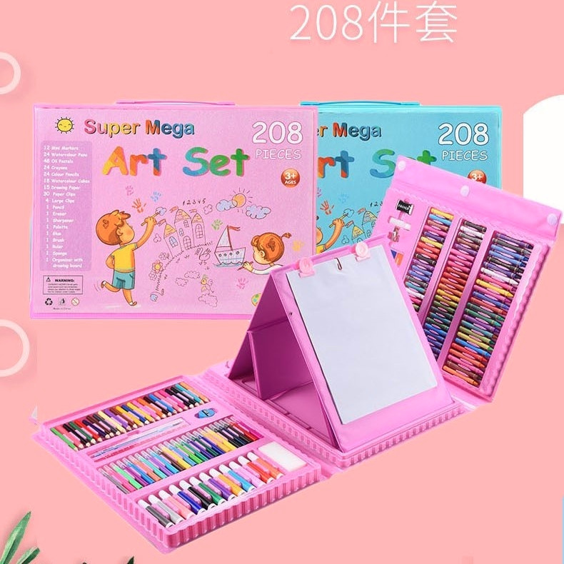 

HOME FURNISH Pensil Warna Krayon Cat Air 208Pcs Set Alat Menggambar Melukis Mewarnai