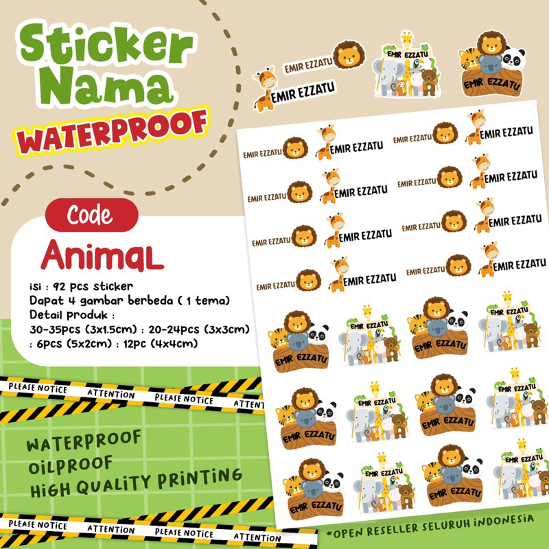 

[GIANTPALACE] 92PCS STICKER LABEL NAMA ANAK WATERPROOF OILPROOF AWET TAHAN LAMA STIKER BUKU ANAK BACK TO SCHOOL