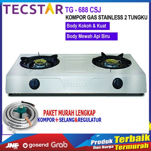 Kompor Gas TECSTAR TG-688 CSJ stainless Kompor GAS 2 Tungku Awet Kokoh API BIRU HEMAT GAS