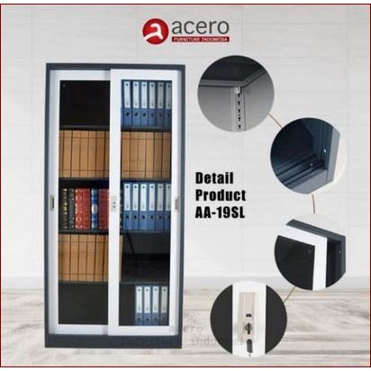 Lemari arsip acero AA 19SL pintu sliding kaca