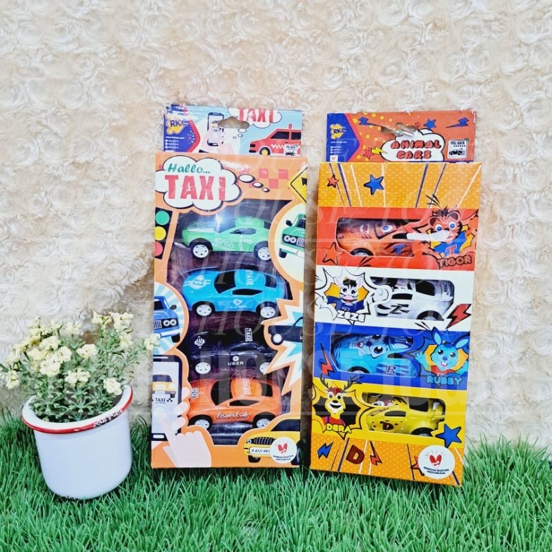 Mainan Mobil Mobilan Anak Taxi Animal Car Box Set Isi 4 Mainan Mobil Anak Taxi Car