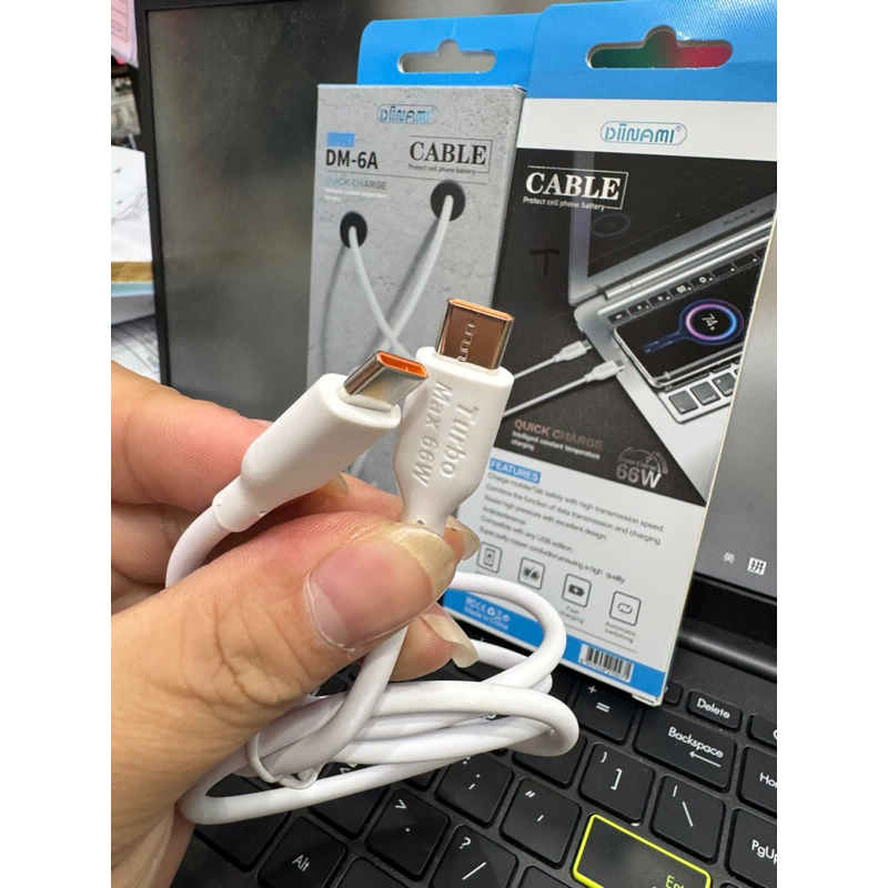KABEL CHARGER DIINAMI USB TYPE C - TYPE C DM-6A 66W SUPER FAST CHARGING QUICK CHARGER PENGISIAN DAYA