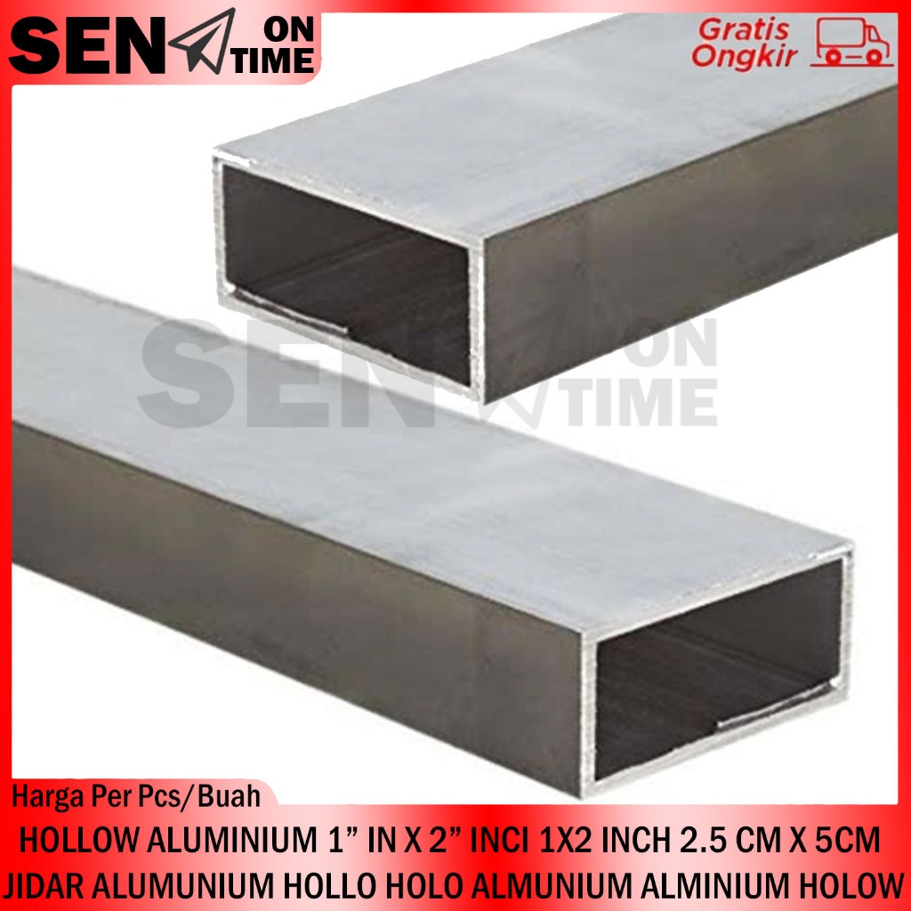 HOLLOW ALUMINIUM 1” IN X 2” INCI JIDAR ALUMUNIUM HOLLO HOLO 1X2 INCH 2.5 CM X 5CM ANTI PATAH TEBAL P