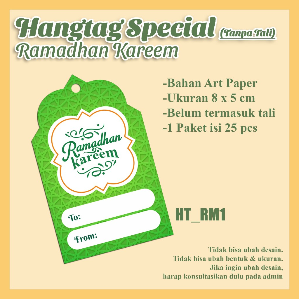 

[1 Paket isi 25 pcs] - LABEL HANG TAG HANGTAG LEBARAN - MENYAMBUT RAMADHAN - TEMA RAMADHAN KAREEM - kode HT_RM