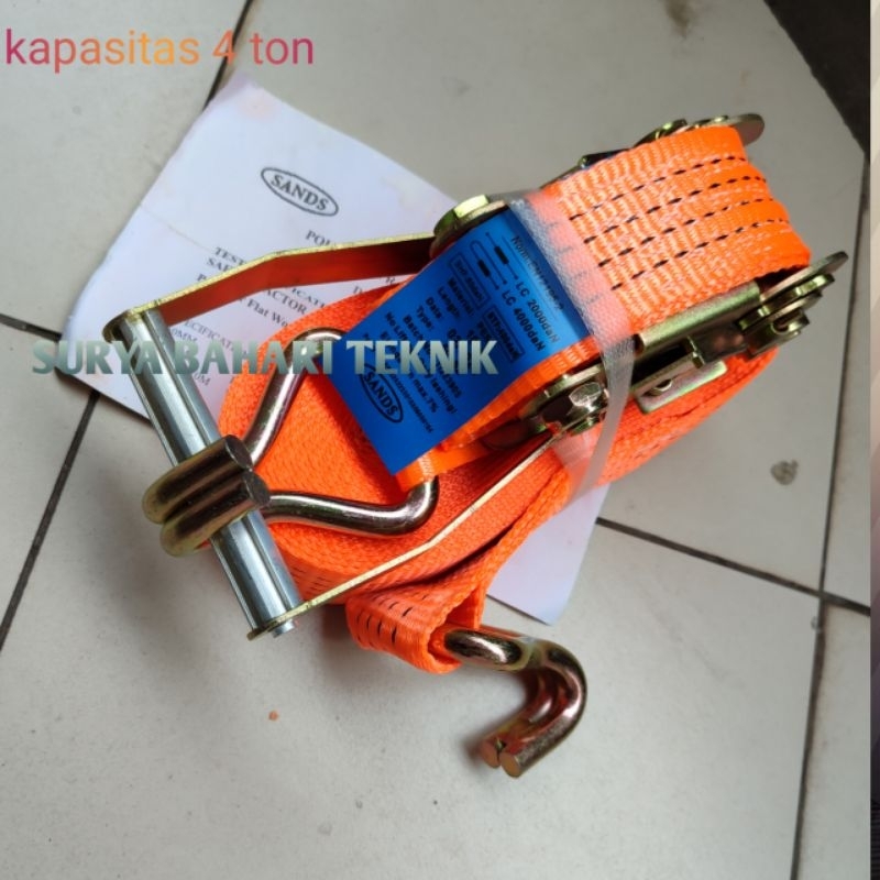 Ratchet Tie Down Cargo Lashing 4 ton x 10 Meter Tali Pengikat Barang Track Belt