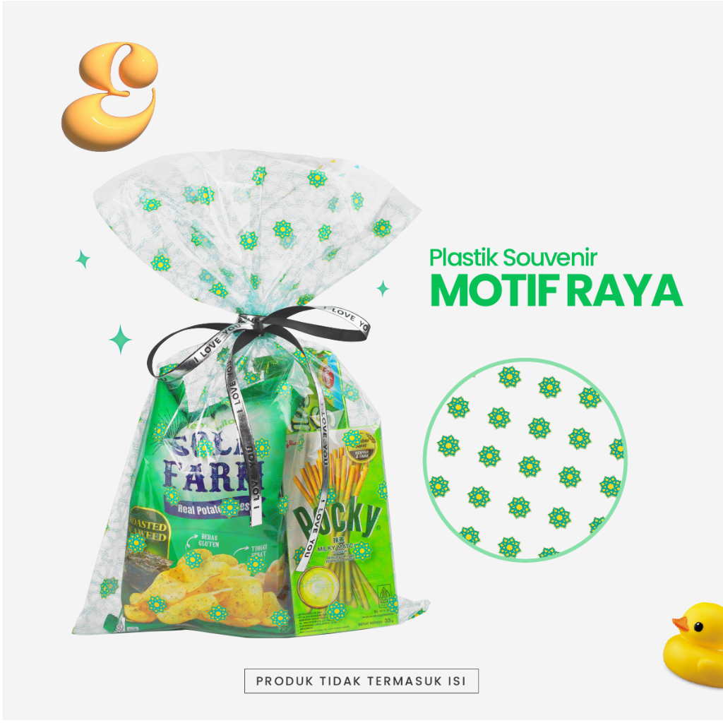 

PLASTIK OPP HAMPERS GOODIE BAG SOUVENIR MOTIF RAYA/ PLASTIK ULTAH 15X30/20x45/22x45/24x45 ISI 12 LEMBAR