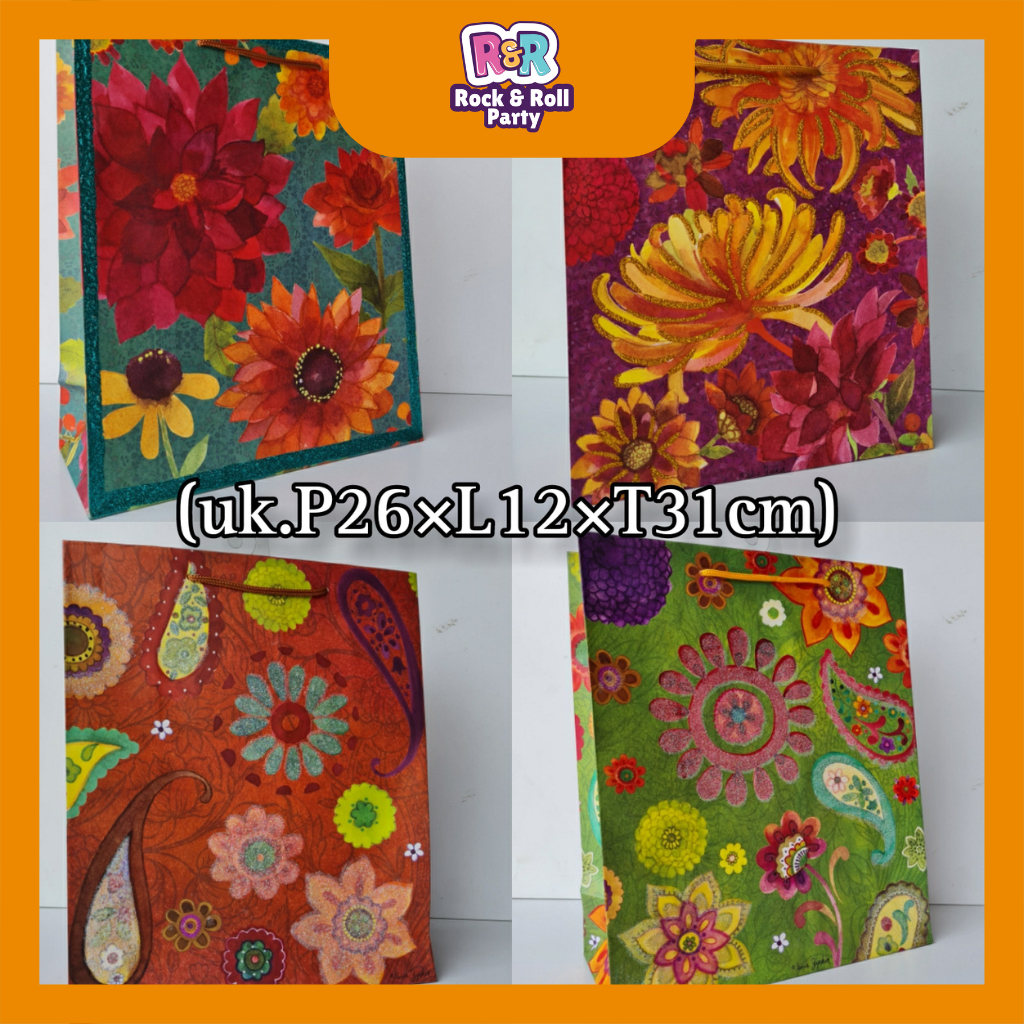 

ROLLparty Paperbag MOTIF BUNGA UKURAN L KUAT TAHAN LAMA - RP 879
