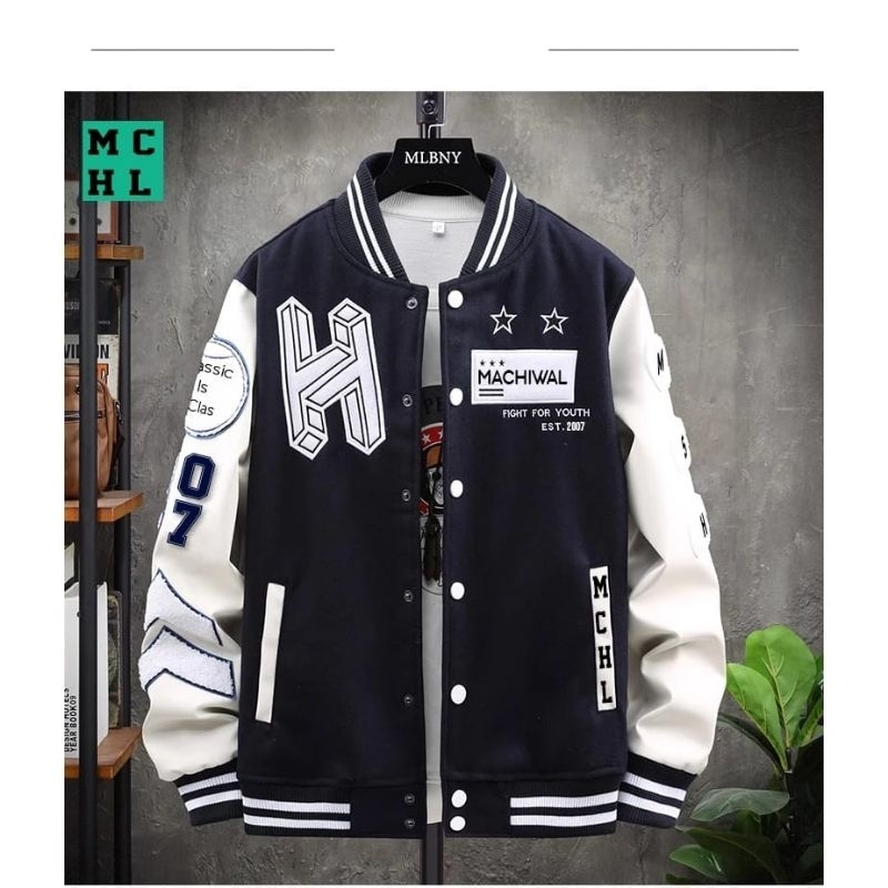 Jaket Sweater Varsity Baseball MCHL Original - Jaket Varsity Bomber - Jaket Baseball varsity Pria - 