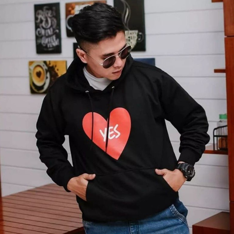 el Keren LOVE YES Jumper Hoodie  Sweater Hoodie Trendy  Jaket pria dan wanita termurah DGT