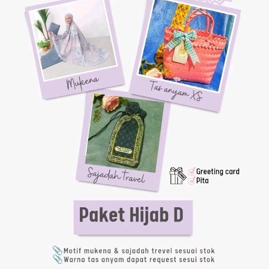 

Paket Hampers Hijab D (Mukena + Sajadah Travel)