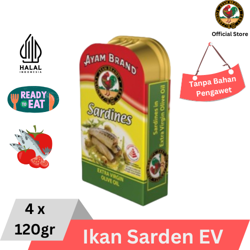 

Ayam Brand - Ikan Sarden Kaleng Extra Virgin Olive Oil 4 pcs 120gr