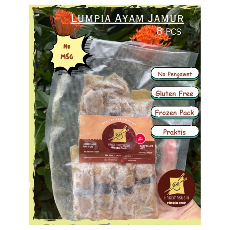 

Hagemasushi Lumpia Ayam Jamur Frozen, isi 4 & 8pcs/pax