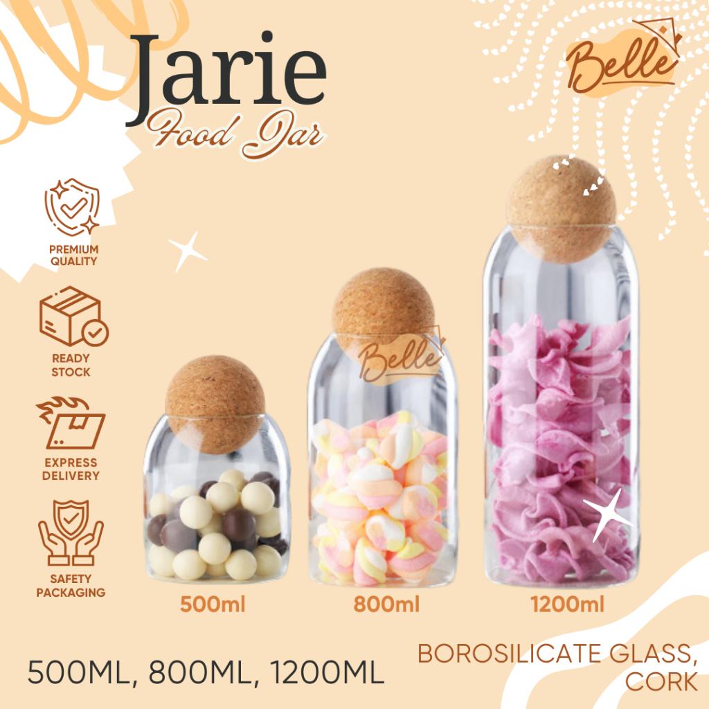 Toples Kaca JARIE Kue Makanan Unik Tutup Bola Bulat Cork