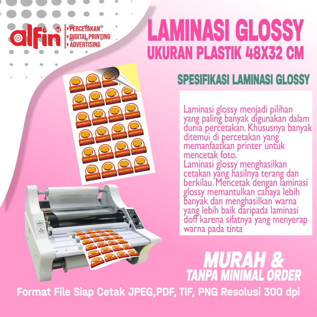 

LAMINASI A3+ /POSTER/FOTO/SAMPUL BUKU/LAMINASI/GLOSSY/DOFF/MURAH CEPAT/SEHARI JADI