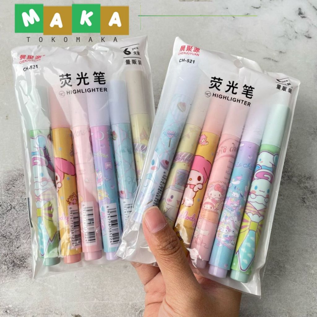 

STABILO SANRIO 1 SET ISI 6 PCS HG-1199 highlighter melody kuromi penanda buku perlengkapan alat tulis kantor sekolah