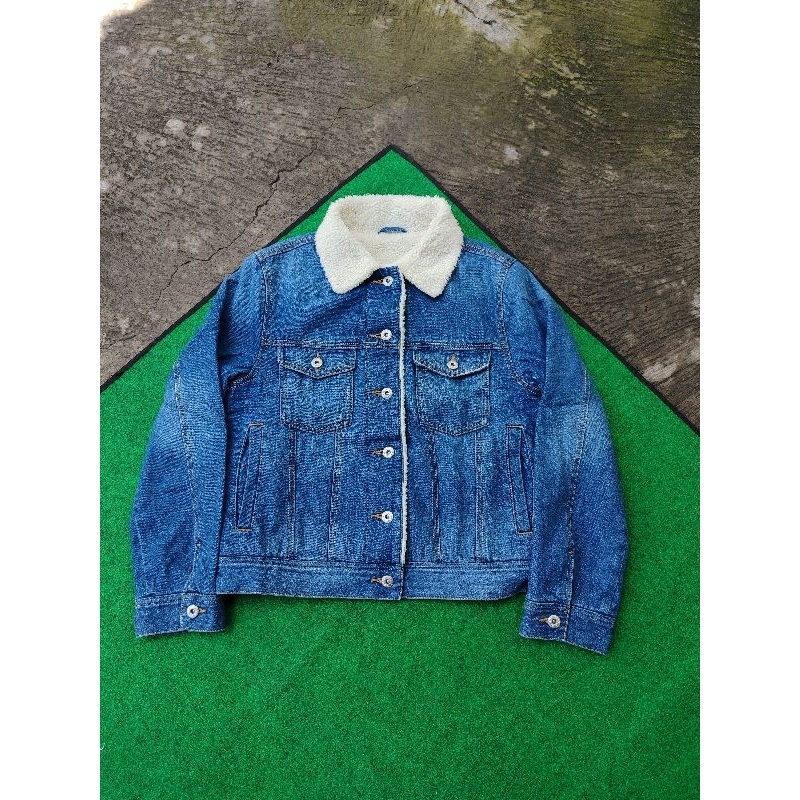 Jaket Jeans Sherpa Uniqlo