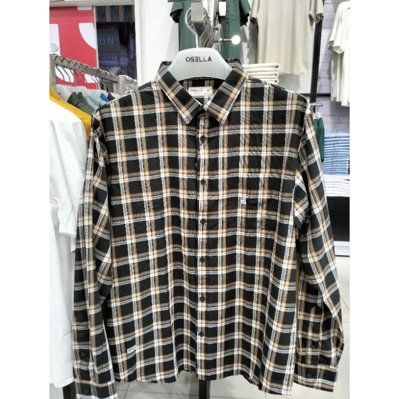 Osella Baju Kemeja Pria Dewasa Lengan Panjang Original Motif kotak