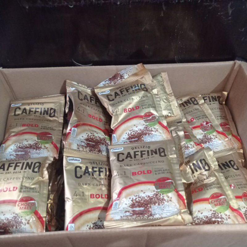 

delizio caffino cappuccino bold with choco malt topping 1 dus isi 12 renteng bisa ekspedisi