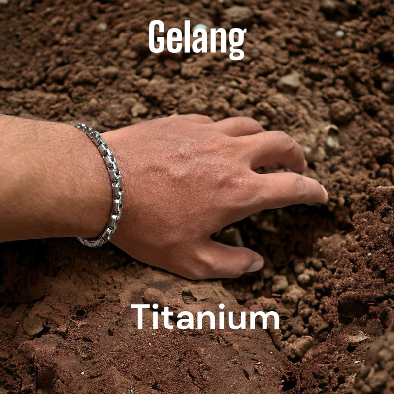 promosi gelang tangan titanium model rolo panjang kualitas anti karat buat pria