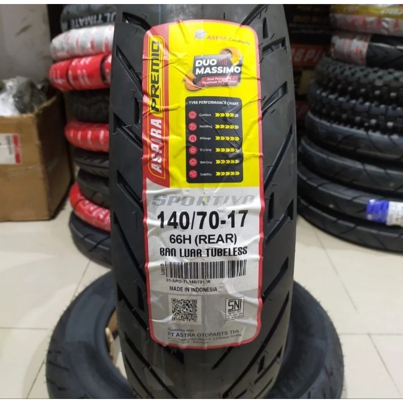 BAN 140/70 17 ASPIRA PREMIO SPORTIVO UNTUK BAN BELAKANG MOTOR R15 R25 MT25 XABRE BYSON VIXION XSR CB