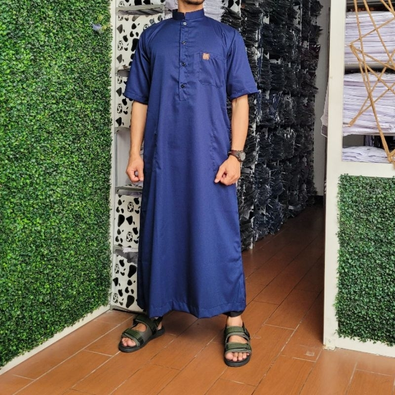 Jubah Alkaf Lengan Pendek Baju Gamis Jubah Modern Pakaian Muslim Pria Dewasa