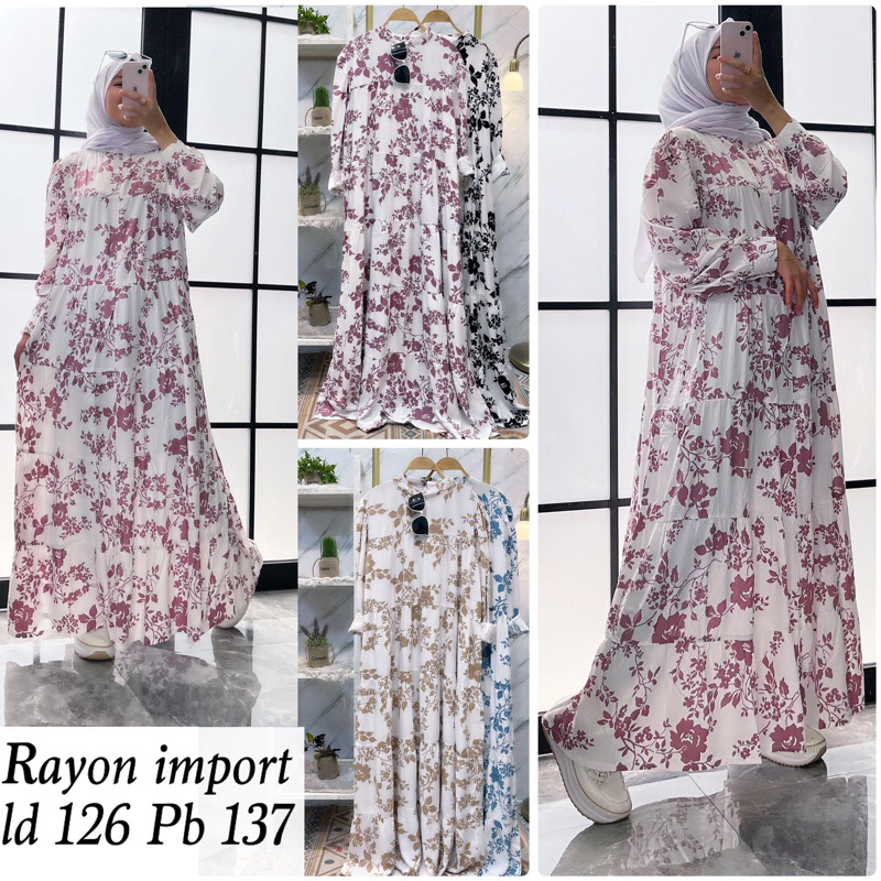 Dress panjang motif bunga bunga