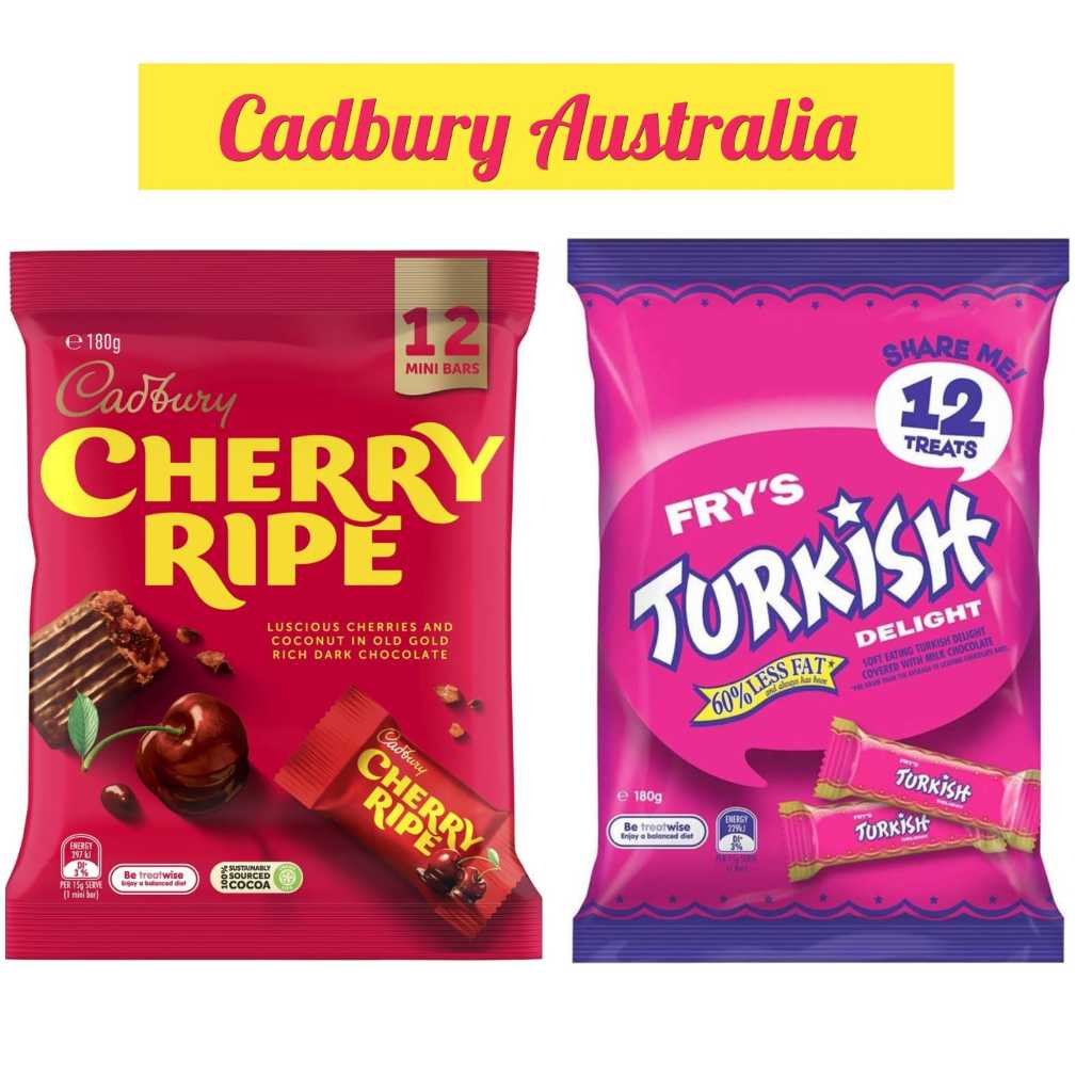 

Cadbury Australia Fry's Turkish Delight isi 12/Halal/Cherry Ripe isi 12 Pack