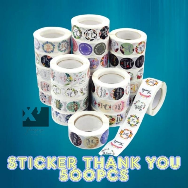 

500 Pcs/Set Sticker Thank You Untuk Packaging 2.5cm Cartoon & Flower