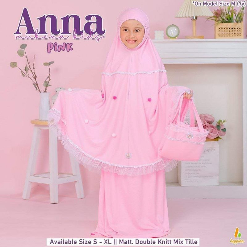 MUKENA ANAK ANNA/AISHWA/AMELIA/LAVINA BY HEPPIN/MUKENA SATU SET TAS+SAJADAH