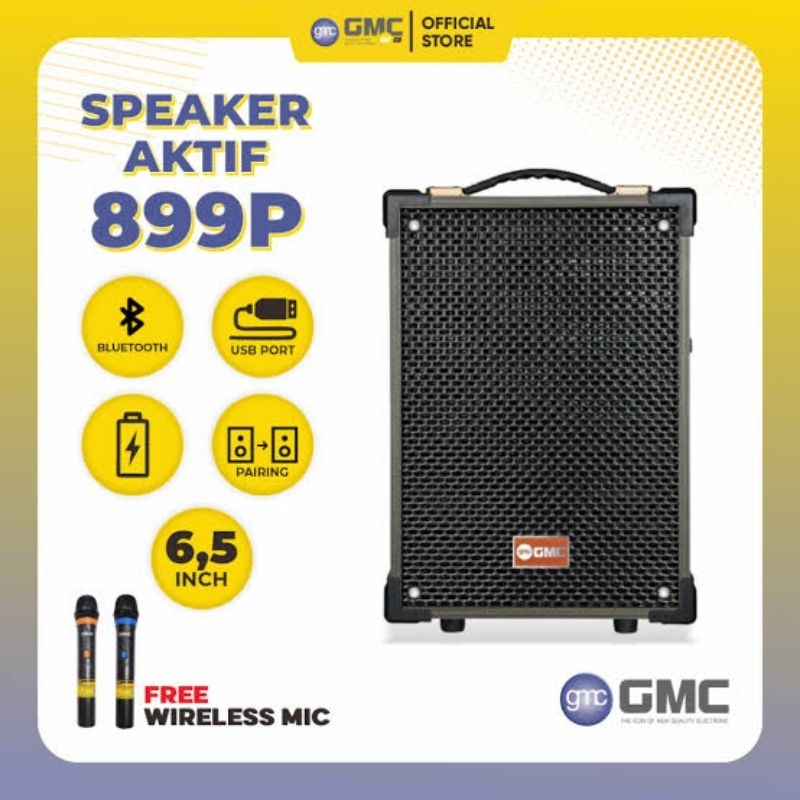 Speaker Bluetooth GMC 899P Original + Free 2 Mic Wireless + Bisa Alat Musik