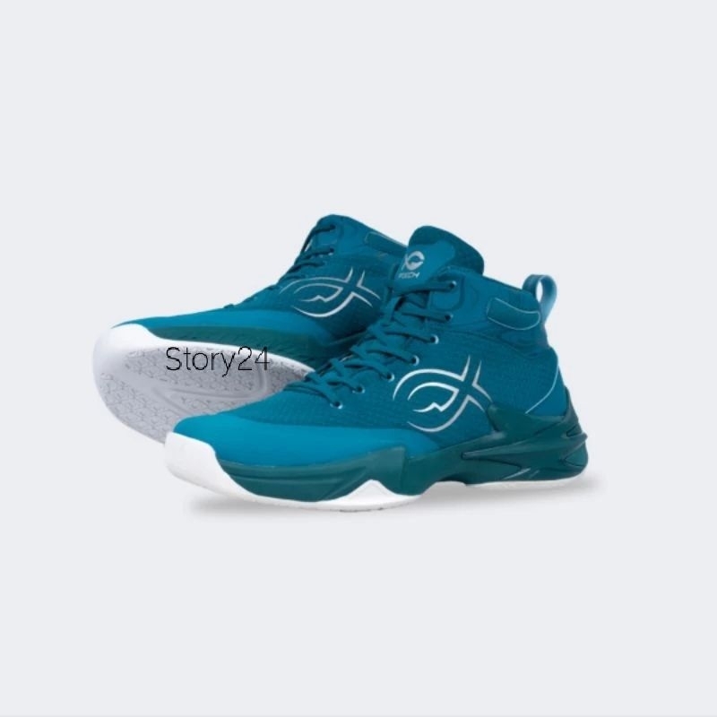 FIXCH SEPATU VOLI/VOLLEY ORIGINAL DEMONIC / TEALGREEN SILVER /fixch sepatu voli terlaris original/se