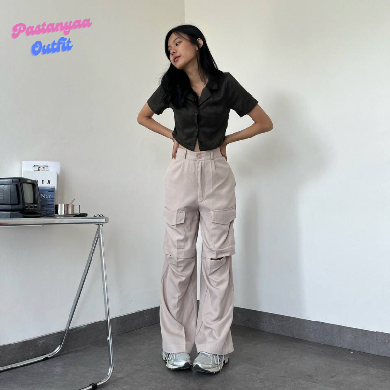 Hiraya Pants - Cut off Pants - Loosepants Wanita - Trendy Pocket Pants