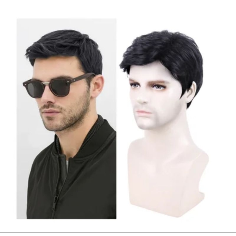 GRIYA REMA Wig Pria Korean Style Wig Pria Pendek Wig Pria Murah Short Wig Wig Pendek Rambut Palsu Pr