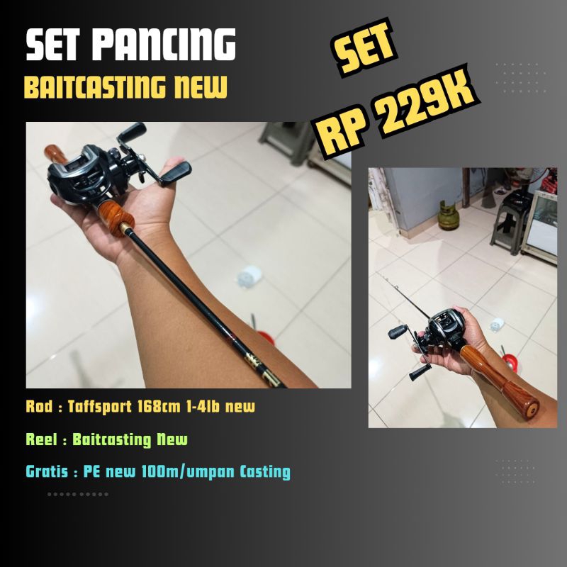 Joran Set Pancing Baitcasting Rod Taffsport XB dan Aneka Reel New